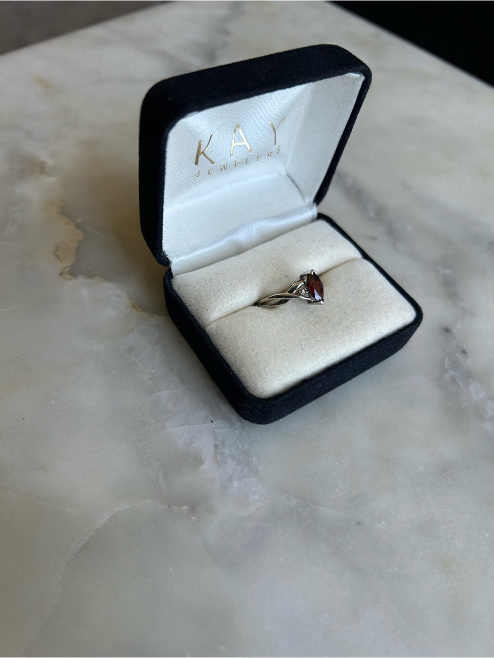 Kay Jewelers Silver Ring with Marquise Garnet - Red Stone - Picture 3 of 7